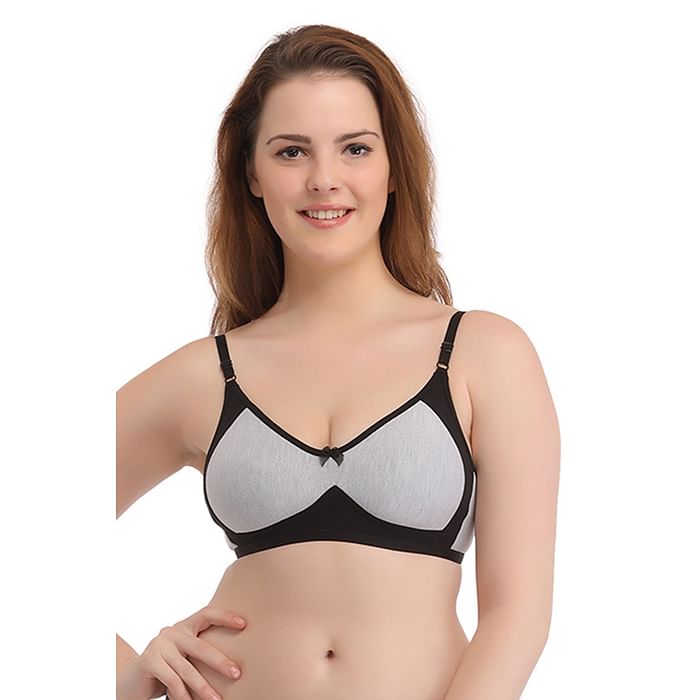 

Clovia Full Cup Non-Padded Wirefree T-Shirt Bra With Contrast Color - Black - BR0746P13