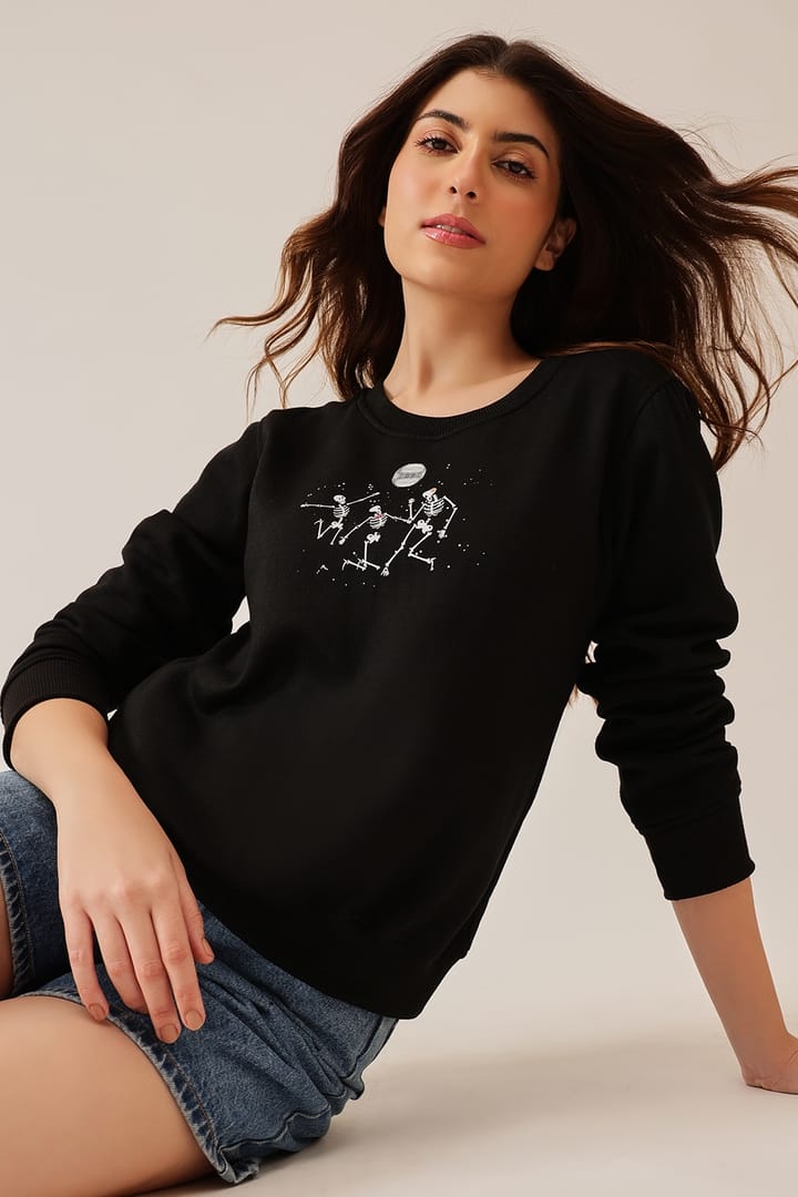 Buy Graphic Print Sweatshirt in Black - Fleece Online - Clovia