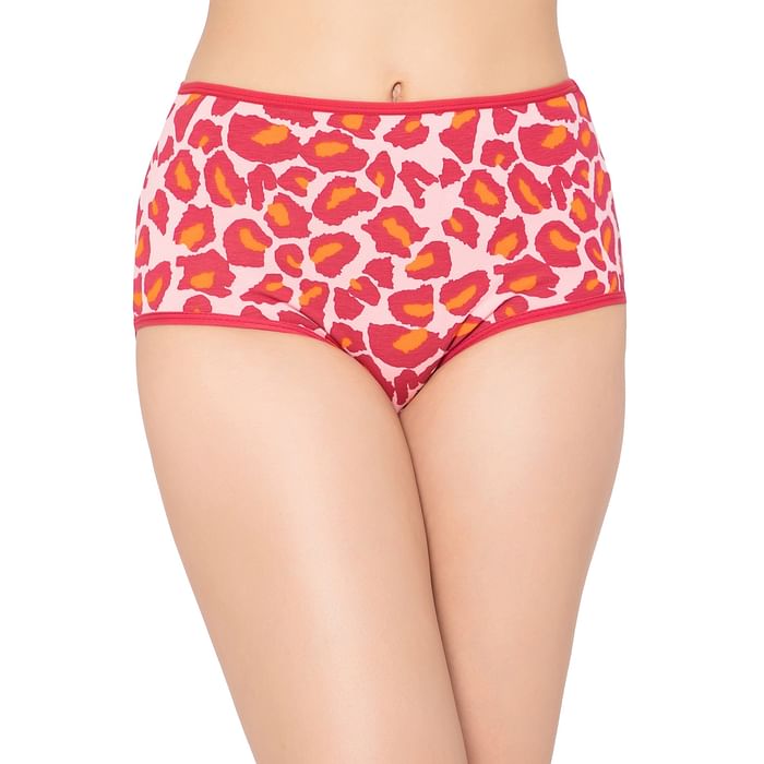 

Clovia High Waist Animal Print Hipster Panty in Baby Pink - Cotton - PN3170X04, Red