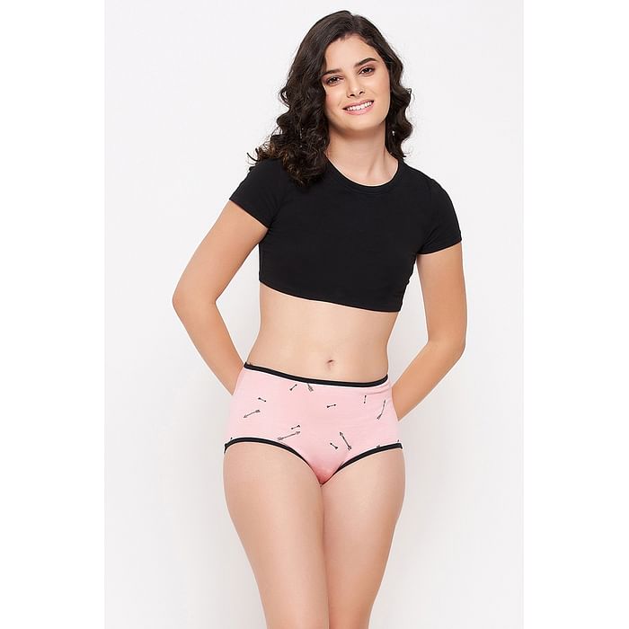 

Clovia High Waist Arrow Print Hipster Panty in Baby Pink - PN3221G22, Light pink