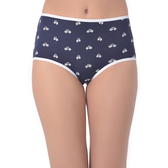 

Clovia High Waist Bicycle Print Hipster Panty in Navy - Cotton - PN3170L08