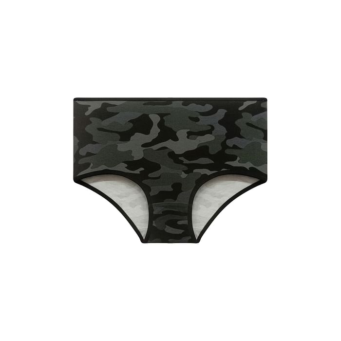 

Clovia High Waist Camouflage Print Hipster Panty in Black - Cotton - PN2761H13