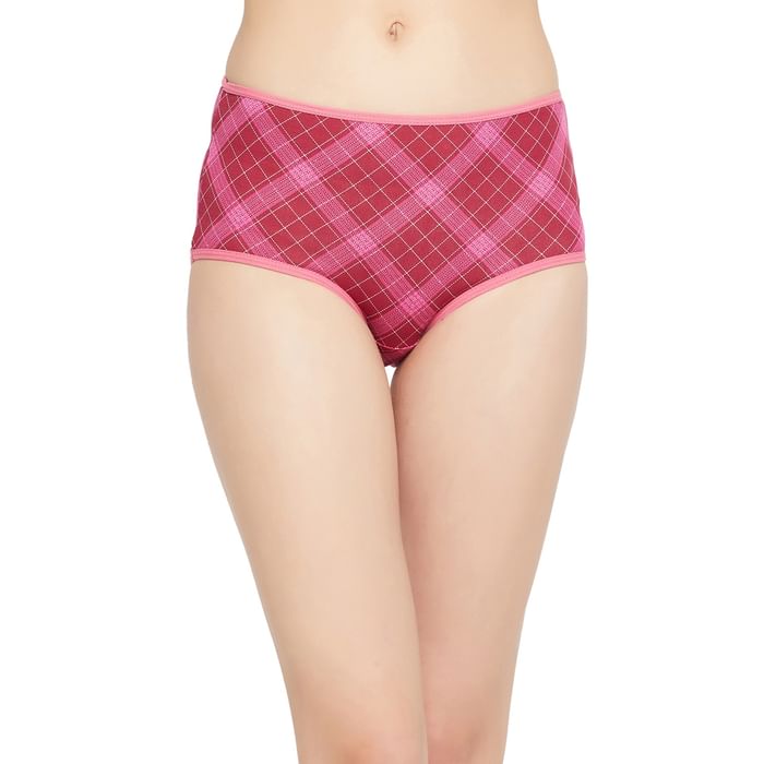 

Clovia High Waist Checkered Hipster Panty in Blush Pink - Cotton - PN2761A14