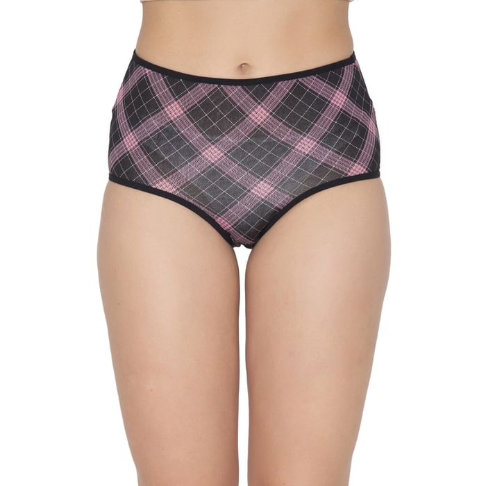 

Clovia High Waist Checkered Print Hipster Panty in Black - Cotton - PN3170C13
