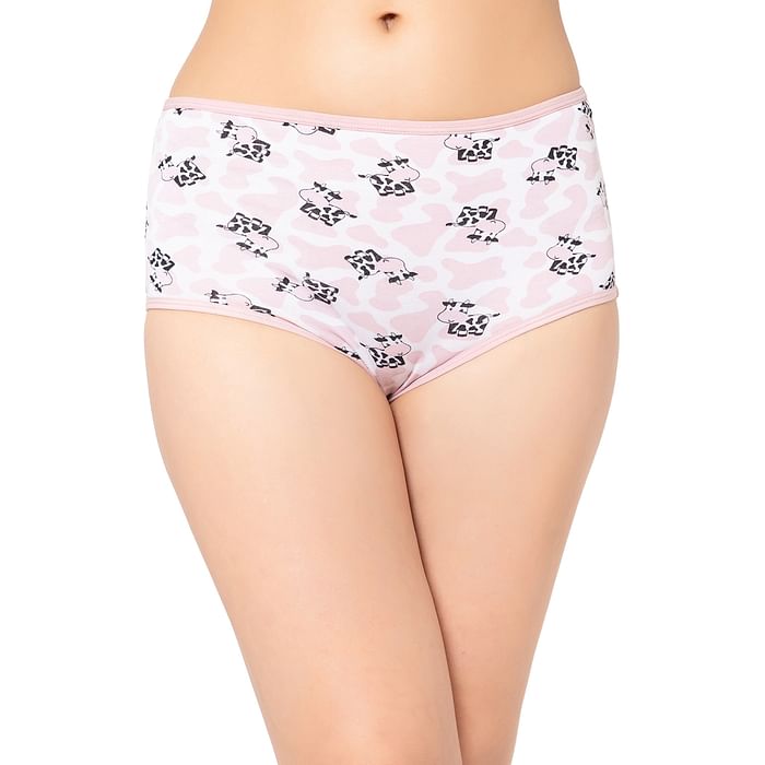 

Clovia High Waist Cow Print Hipster Panty in White - Cotton - PN3170K18