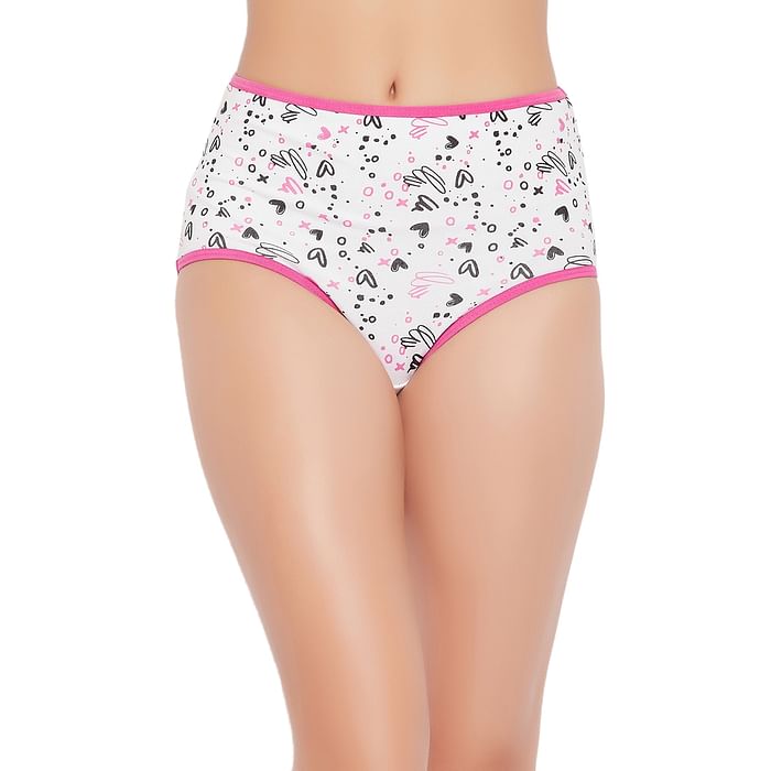 

Clovia High Waist Doodle Print Hipster Panty in White - Cotton - PN3219A18