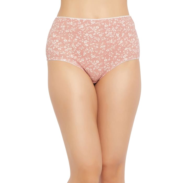 

Clovia High Waist Floral Print Hipster Panty in Baby Pink - Cotton - PN3015C22, Light pink