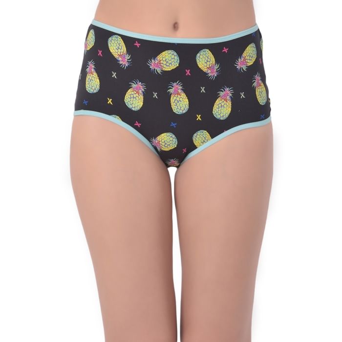 

Clovia High Waist Pineapple Print Hipster Panty in Black - Cotton - PN3221A13