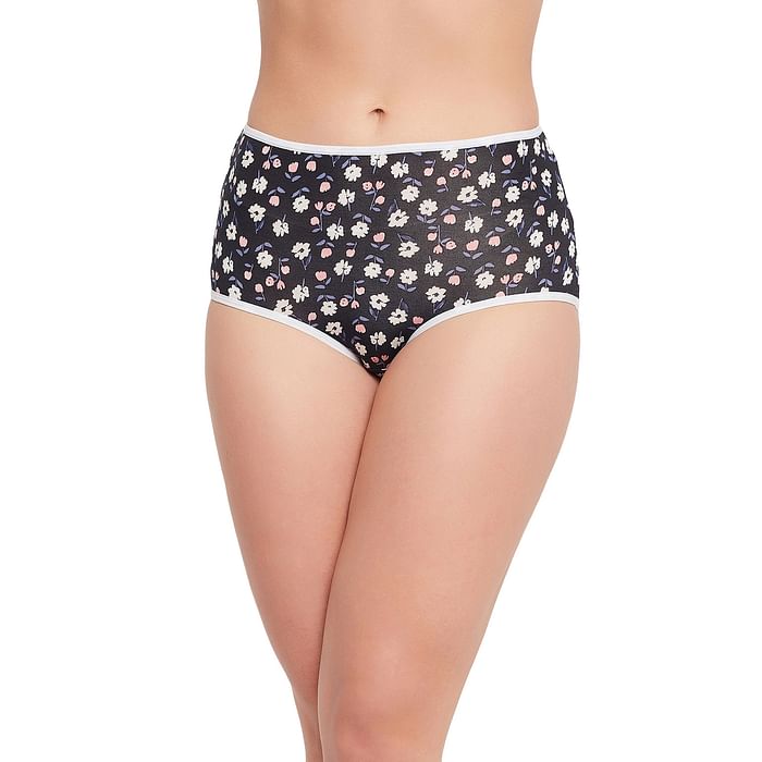 

Clovia High Waist Floral Print Hipster Panty in Black - PN3221E13