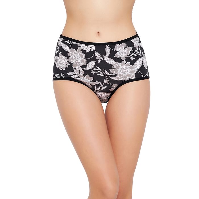 

Clovia High Waist Floral Print Hipster Panty in Black - Cotton - PN3221B13