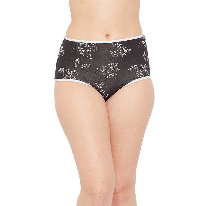 

Clovia High Waist Floral Print Hipster Panty in Black - Cotton - PN3221P13
