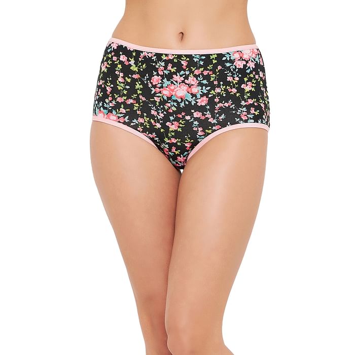 

Clovia High Waist Floral Print Hipster Panty in Black - Cotton - PN2761B13