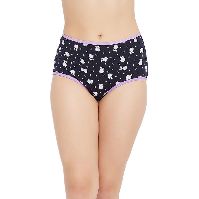 

Clovia High Waist Floral Print Hipster Panty in Black - Cotton - PN3170E13
