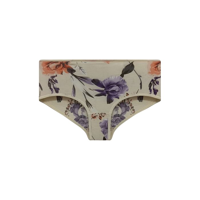 

Clovia High Waist Floral Print Hipster Panty in Cream Colour - Cotton - PN2761C24, Nude-colour