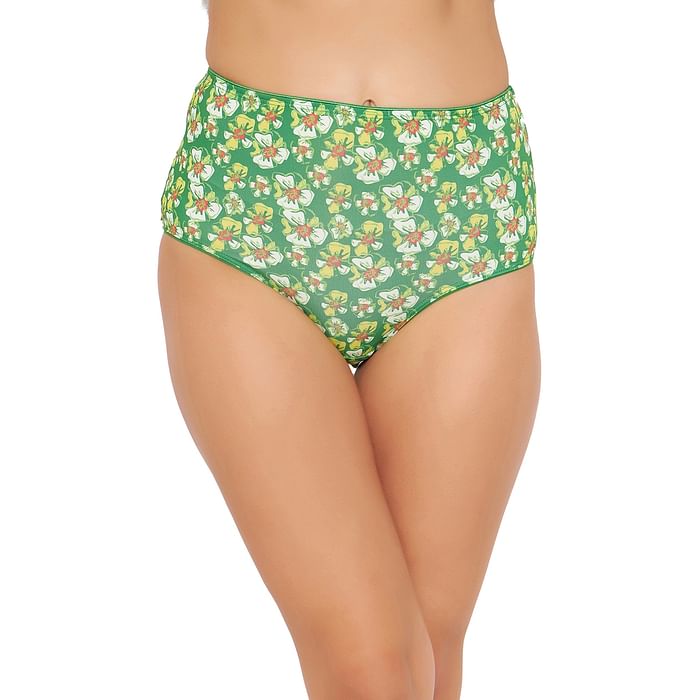 

Clovia High Waist Floral Print Hipster Panty in Green - PN3498A11, Light green