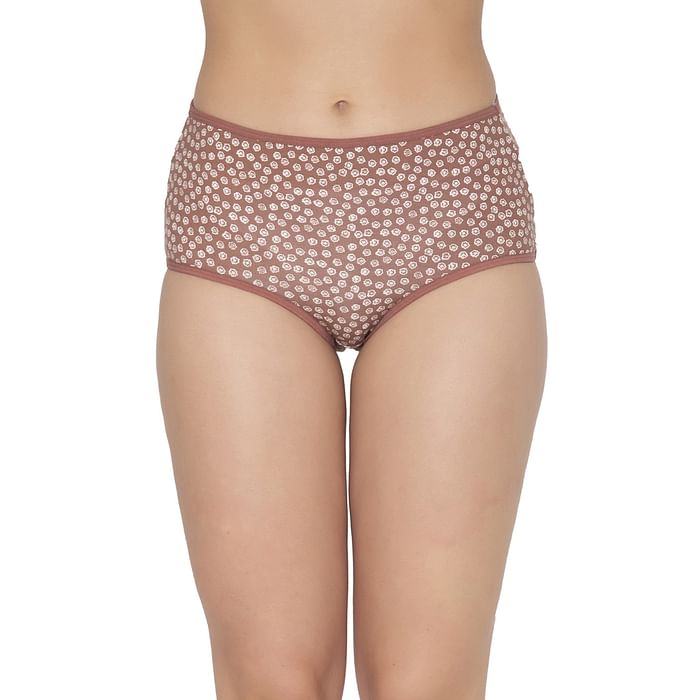 

Clovia High Waist Floral Print Hipster Panty in Light Brown - Cotton - PN3221A24, Nude-colour