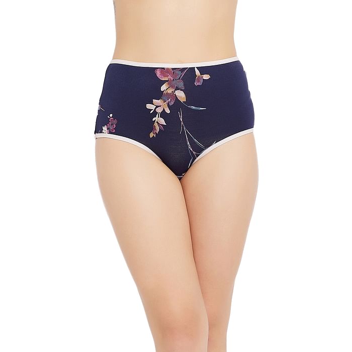 

Clovia High Waist Floral Print Hipster Panty in Navy - Cotton - PN3170G08