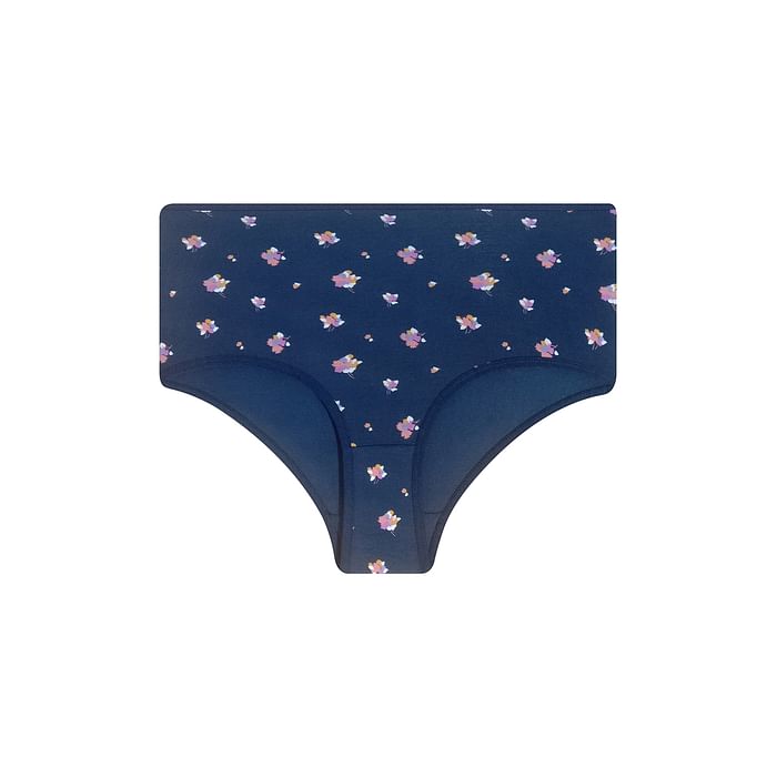 

Clovia High Waist Floral Print Hipster Panty in Navy - Cotton - PN3221N08