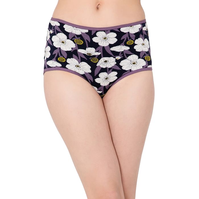 

Clovia High Waist Floral Print Hipster Panty in Navy - Cotton - PN3170N08