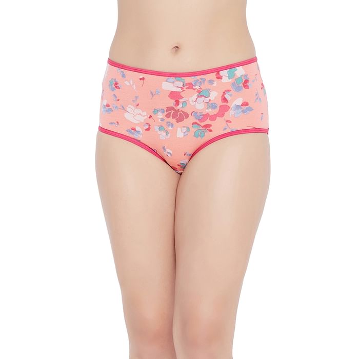 

Clovia High Waist Floral Print Hipster Panty in Orange - Cotton - PN3219X34, Teal