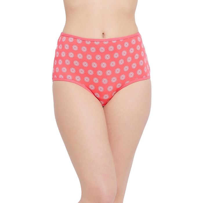 

Clovia High Waist Floral Print Hipster Panty in Peach Colour - PN3170B16, Orange