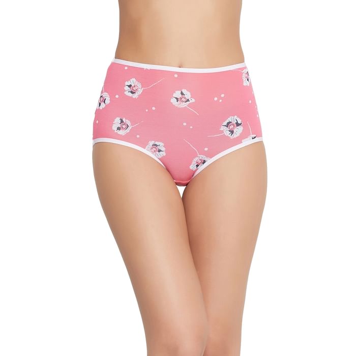 

Clovia High Waist Floral Print Hipster Panty in Pink - Cotton - PN3170K22, Light pink