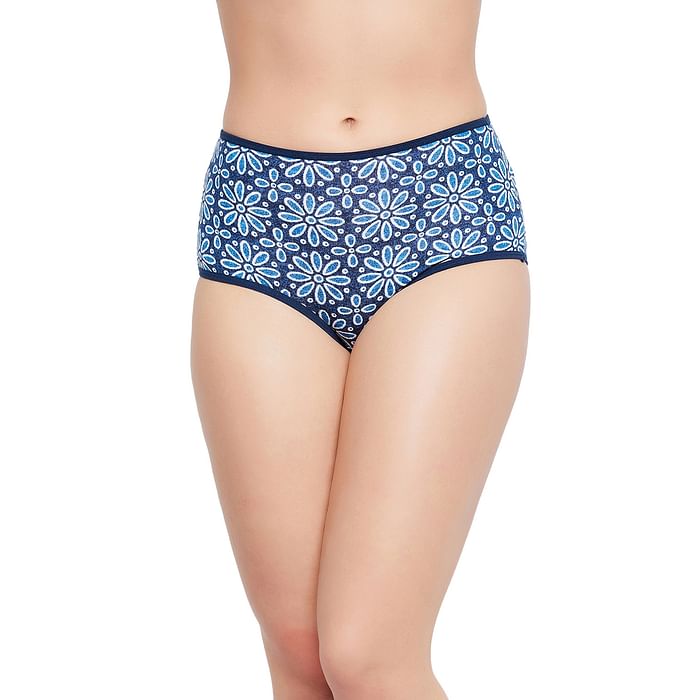 

Clovia High Waist Floral Print Hipster Panty in Navy - Cotton - PN3170B08