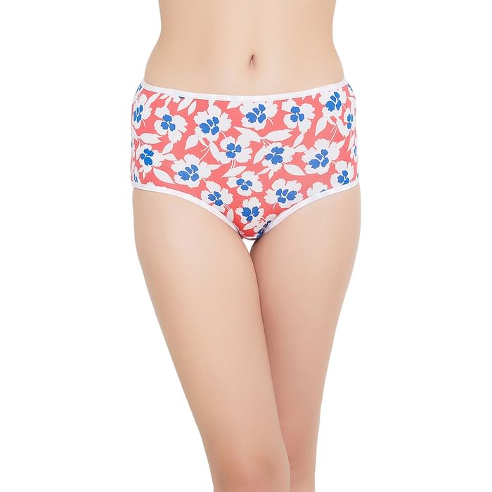 

Clovia High Waist Floral Print Hipster Panty in Red - Cotton - PN3170H04