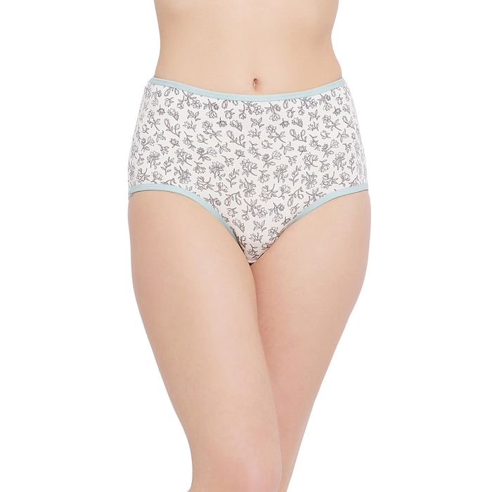 

Clovia High Waist Floral Print Hipster Panty in White - Cotton - PN2761Y18