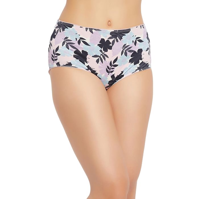 

Clovia High Waist Floral Print Hipster Panty in White - Cotton - PN3015T18