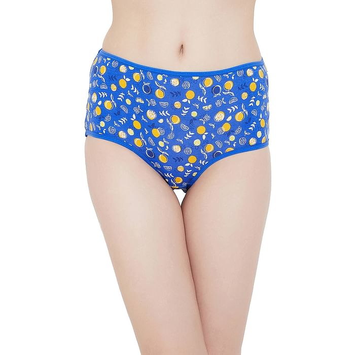 

Clovia High Waist Fruit Print Hipster Panty in Dark Blue- Cotton - PN3318X03
