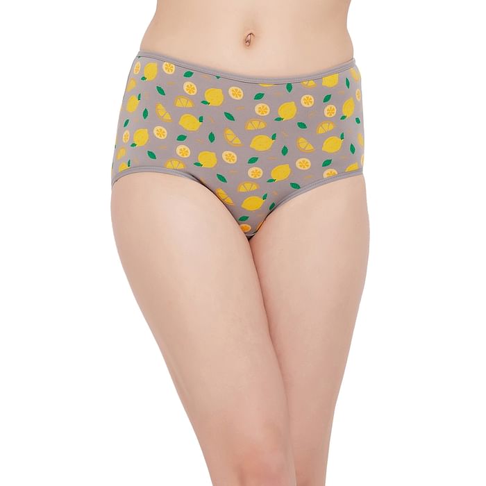 

Clovia High Waist Fruit Print Hipster Panty in Grey - Cotton - PN3221E05