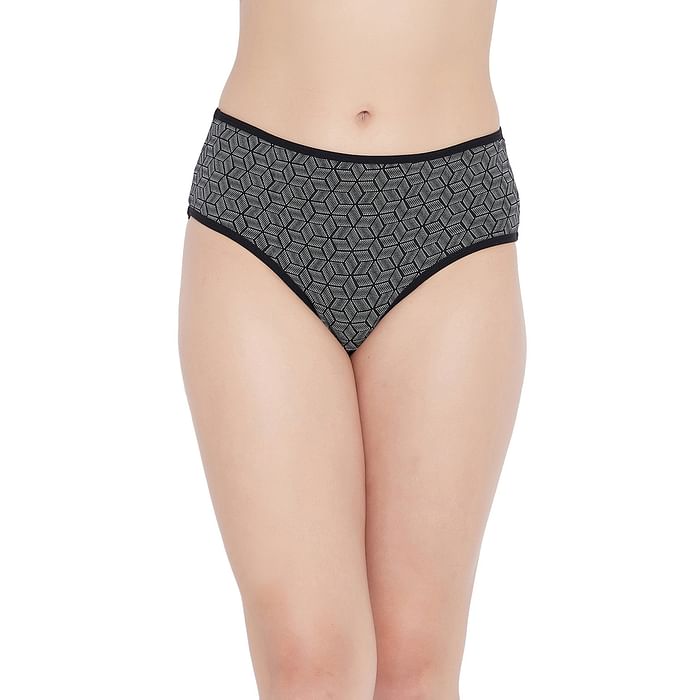 

Clovia Mid Waist Geometric Print Hipster Panty in Black - Cotton - PN2854G13