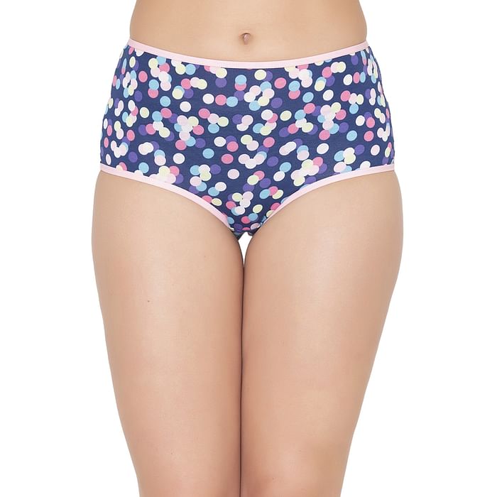 

Clovia High Waist Geometric Print Hipster Panty in Navy - Cotton - PN3221C19, Multicolour