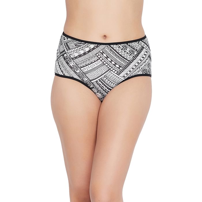 

Clovia High Waist Aztec Print Hipster Panty in White - Cotton - PN3170Q13, Black