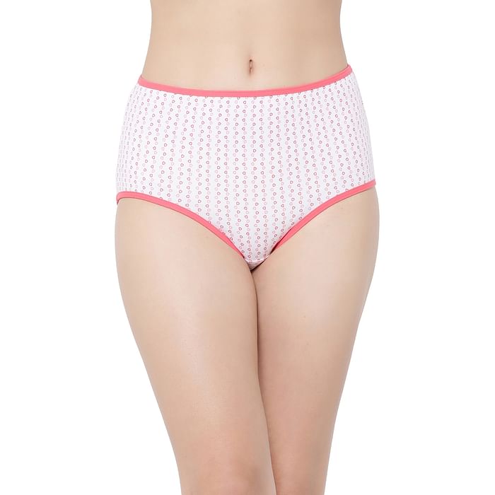 

Clovia High Waist Heart Print Hipster Panty in White - Cotton - PN2499D18