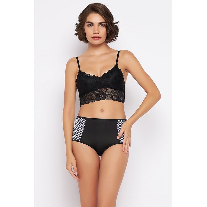 

Clovia High Waist Hipster Panty in Black - PN3521B13