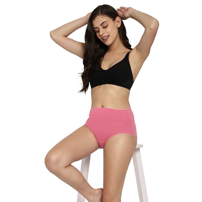 

Clovia High Waist Hipster Panty in Bubblegum Pink- Cotton - PN2303A22, Light pink