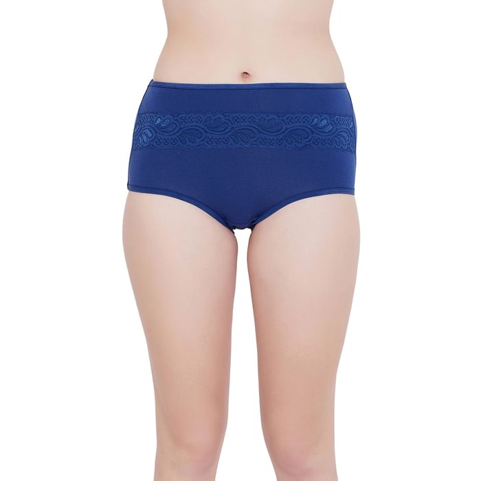 

Clovia High Waist Hipster Panty with Lace Waist in Electric Blue - Cotton & Lace - PN3402K03, Light blue