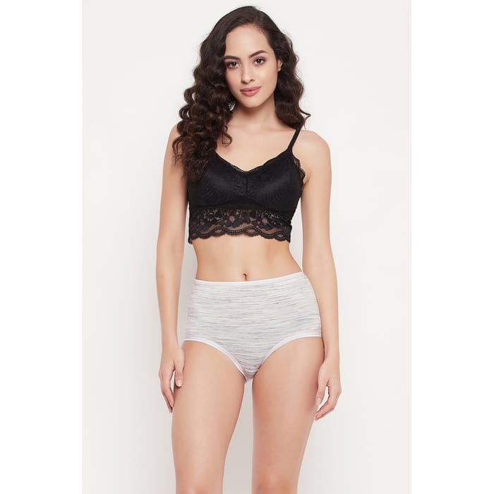 

Clovia High Waist Hipster Panty in Grey Melange - Cotton - PN2703A01, Light grey