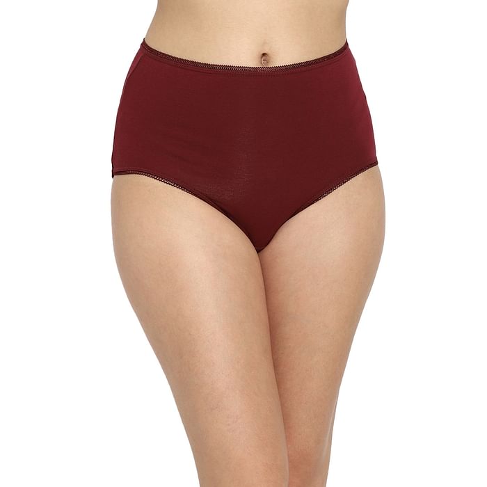 

Clovia High Waist Hipster Panty in Maroon- Cotton - PN2303P09