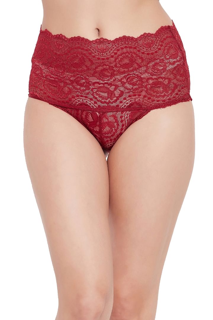 Buy Low Waist Hipster Panty in Maroon with Lace Trims - Cotton Online  India, Best Prices, COD - Clovia - PN3542P09