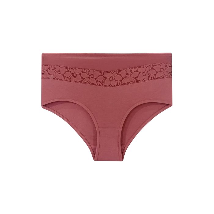 

Clovia High Waist Hipster Panty with Lace Panel in Salmon Pink - Cotton - PN2707A22, Light pink