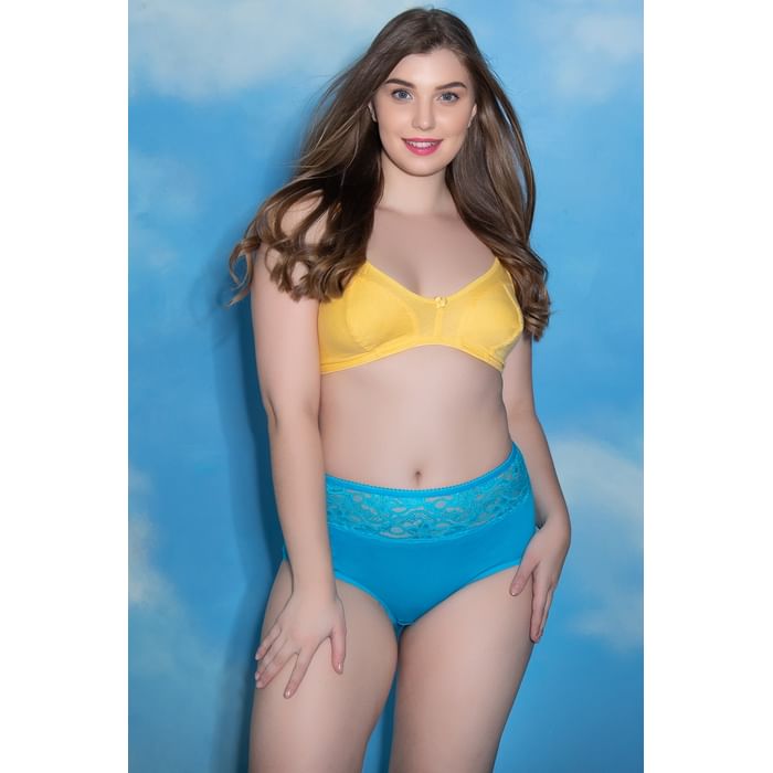 

Clovia High Waist Hipster Panty with Lace Waist in Blue- Cotton - PN3301P03, Light blue