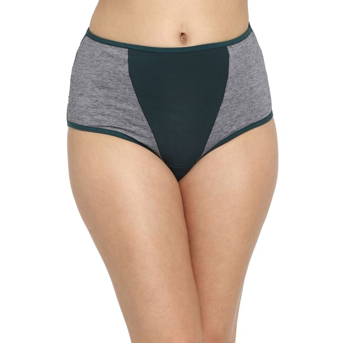 

Clovia High Waist Hipster Panty with Side Panels in Emerald Green- Cotton - PN1725A17, Dark green