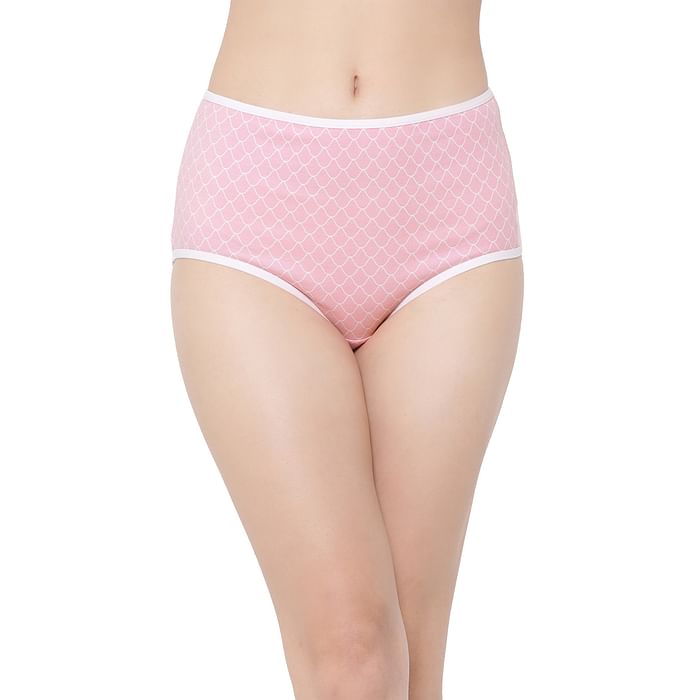 

Clovia High Waist Mermaid Scale Print Hipster Panty in Baby Pink - Cotton - PN2499C22, Light pink