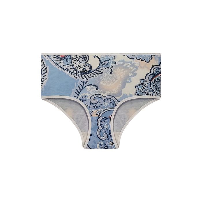 

Clovia High Waist Paisley Print Hipster Panty in Baby Blue - Cotton - PN3170G03, Light blue