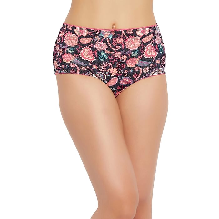 

Clovia High Waist Paisley Print Hipster Panty in Dark Purple - Cotton - PN3015B15