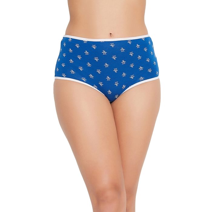 

Clovia High Waist Penguin Print Hipster Panty in Blue - Cotton - PN3219Q18, White