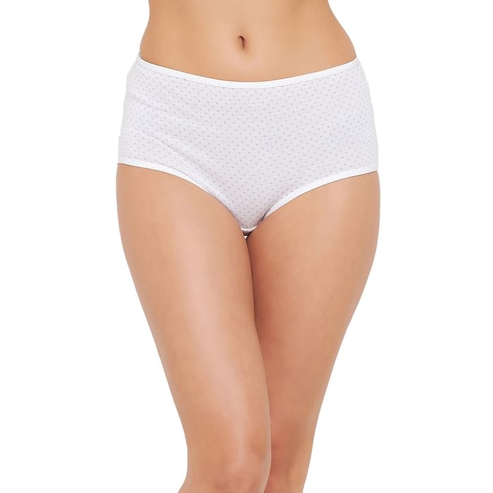 

Clovia High Waist Polka Dot Print Hipster Panty in White - Cotton - PN3170F18